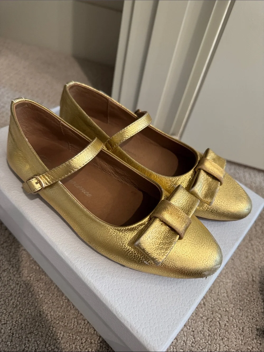 Gold Bow Mary Jane Flats by Age of Innocence